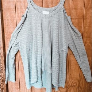 Altar’d Sleeve Waffle Cold Shoulder Long Sleeve